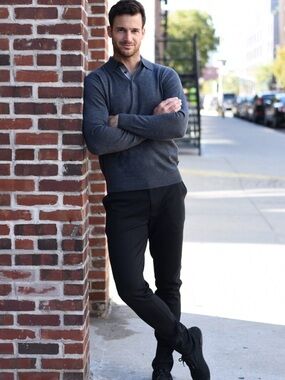 Raffi Charcoal V-Neck Merino Wool Sweater